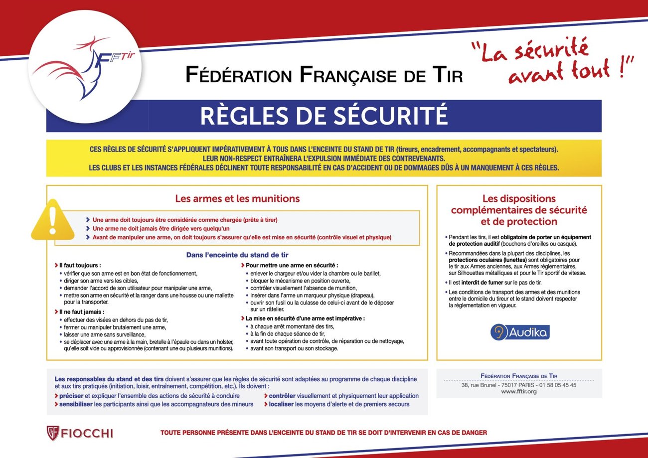 Panneau officiel des règles de sécurité de la FFTir